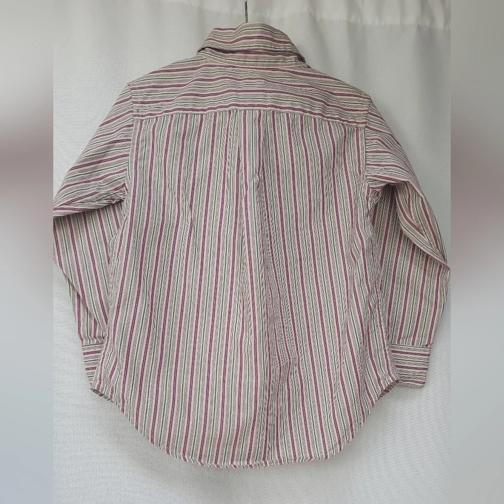 Ralph Lauren Green and Purple Striped Button Down Shirt Size 2T